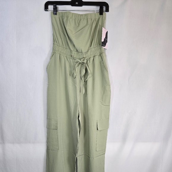 Green Sage Strapless jumpsuit - Picture 1 of 2